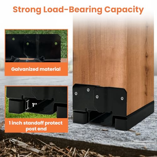 6PCS 6x6 Post Base for Concrete Heavy Duty Black E-Coated - color: Black, size: 6X6