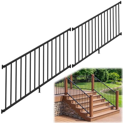 36 in H x 12 ft W Modular Real Aluminum Stair Railing Kit, 2 Panels - color: 6ft Stair - 2Pack