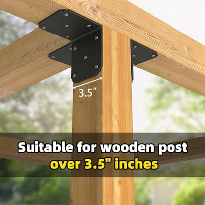 4 PCS 4x4x3.5 Pergola Brackets,Heavy Duty L Right Angle Bracket - size: 4x3.5 inch ( 4 Pack )
