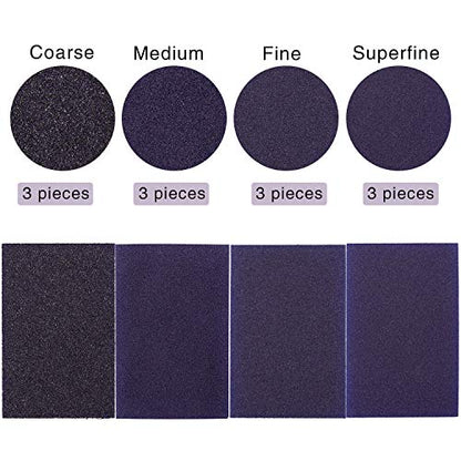 eBoot Sanding Sponge Grit Sanding Blocks, Washable and Reusable Sand Sponge Kit, 12 Pieces (Assortment Grade)
