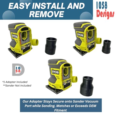 Sander Vacuum Adapter for Ryobi ONE+ 18-Volt Cordless Sanders PCL406 5" Orbital Random PCL401 PCL401B Quarter Sheet Sanders - Shop Vac Attachment for Dust Collection (2-1/2") by 1058 Designs - style: 2-1/2"