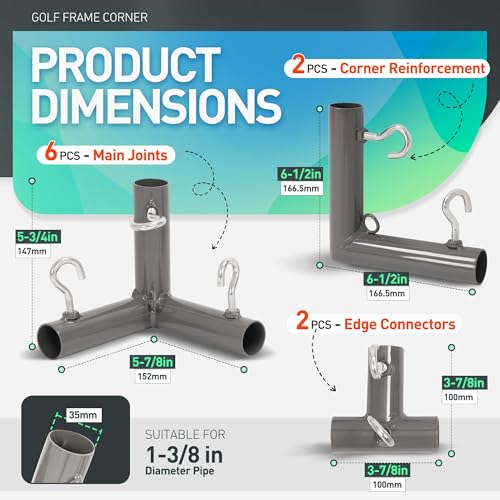 Golf Frame 1-3/8 in Corner Kit Triple Corner Bracket Powder Coated