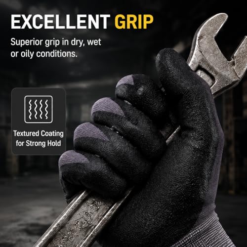 LunaDream Work Gloves MicroFoam Nitrile Coated-6 Pairs,Seamless Knit Nylon Gloves,Gray Work gloves - size: 8/Medium