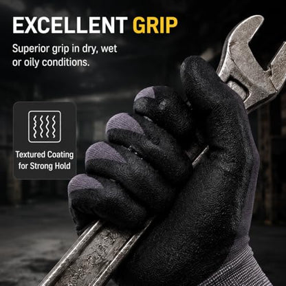 LunaDream Work Gloves MicroFoam Nitrile Coated-6 Pairs,Seamless Knit Nylon Gloves,Gray Work gloves - size: 8/Medium