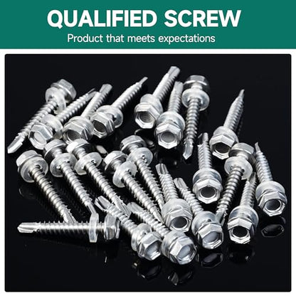 385Pcs #8#10#12 Self-Tapping Screws for Metal 410 Stainless Steel Hex Head Self-Drilling Screws Assortment Kit, Quick Tapping Sheet Metal Screw - style: Hex Head