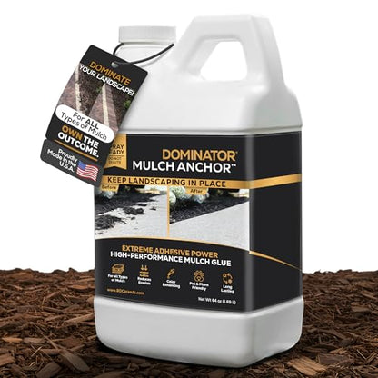 DOMINATOR Mulch Anchor 64oz - Mulch Glue for Landscaping | Mulch Glue Spray for Rubber Mulch, Wood Chips, Pine Straw, Cedar & Cypress | Ready to Spray Heavy Duty Landscape Glue (Pack of 6) - size: 0.5 Gallon (Pack of 6), style: Mulch Glue