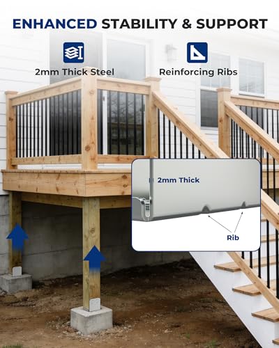 4 Pack 8x8 Post Base Brackets for Deck Pergola Patio Railing - color: Silver, size: Nominal 8x8