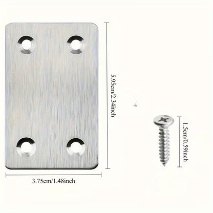 Stainless Steel Flat Corner Brackets, 5 Pack Furniture Repair Plates with Screws, Heavy Duty Straight Brace Connectors for Table, Chair, Shelf & Wood Joints