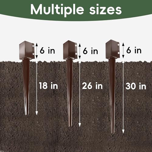 ARIFARO 4 Pcs 32 Inch 4"x4" Fence Post Anchor Ground Spike (Fit 3.5"x3.5") - color: Brown, size: 32 Inch