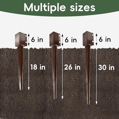 ARIFARO 4 Pcs 32 Inch 4"x4" Fence Post Anchor Ground Spike (Fit 3.5"x3.5") - color: Brown, size: 32 Inch