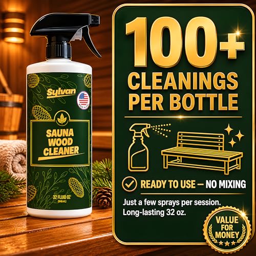 Sauna Wood Cleaner 32 oz | US Made | Sauna Spray | Hemlock, Pine, Cedar