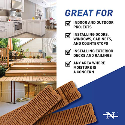 Composite Shims & Wedges for Leveling – Waterproof (24 Pack) 8-Inch Heavy Duty Durable Wood & Plastic Shims for Leveling Toilets, Windows, Cabinets, Decks, Tables & Furniture Levelers - Made in USA
