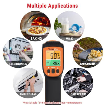 TempPro TempScan Infrared Thermometer Gun with 2 Laser for Pizza Oven Grill - style: 2-Laser & D:S 16:1