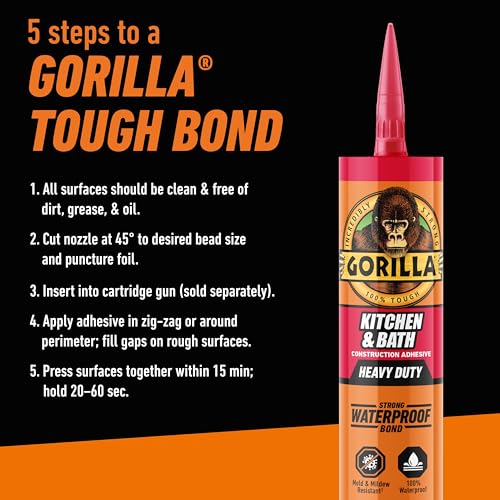 Gorilla Kitchen & Bath Construction Adhesive, White, 9 fl. oz. Cartridge - style: Kitchen & Bath White
