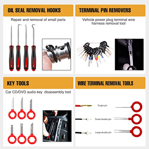 GOOACC 238Pcs Auto Trim Removal Tool and Push Pin Retainer Clip Set - color: 120Pcs Clips + 118 Remover Red