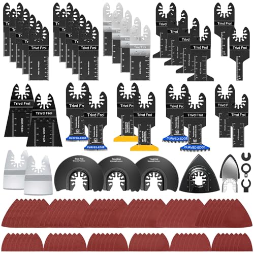 Trivd Frol 121 PCS Oscillating Saw Blades, Multitool Blades with Sandpaper