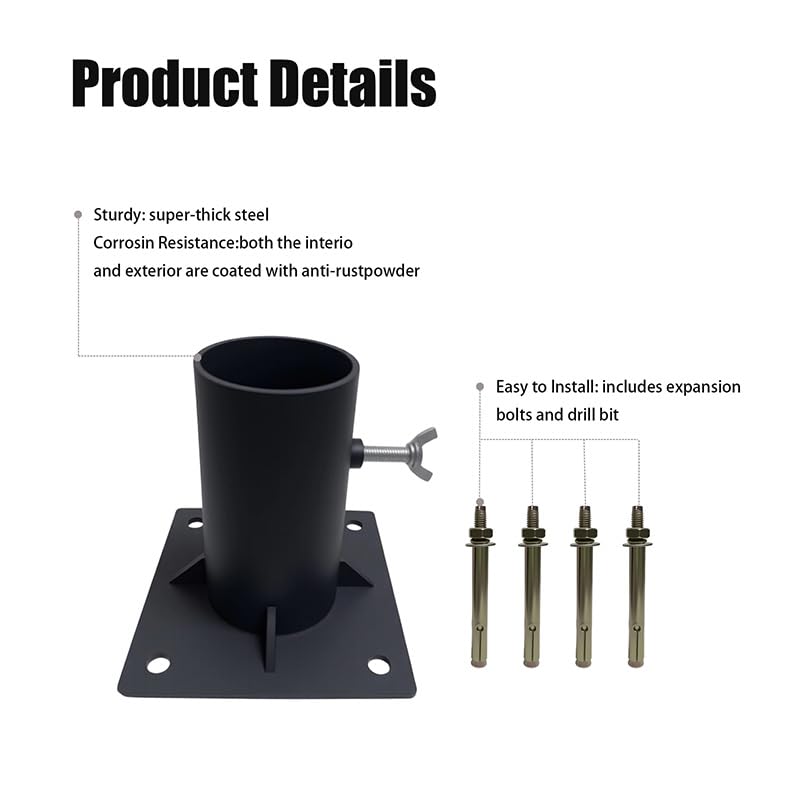 Round Post Base Bracket & Slip Fit Adapter Kit for 1.5-2.5 Inch Posts