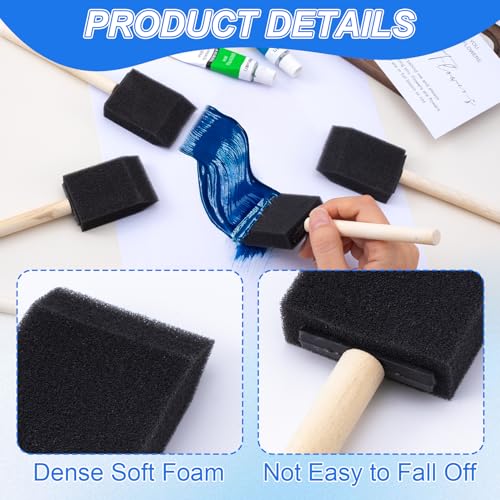 SmallCat 8 PCS Foam Paint Brushes, 1.5 Inch Foam Sponge Brushes for Varnishes, Reusable Sponge Brushes with Wood Handles for Painting, Staining, and DIY Crafts - Black - size: 8 PCS, 1.5 Inch