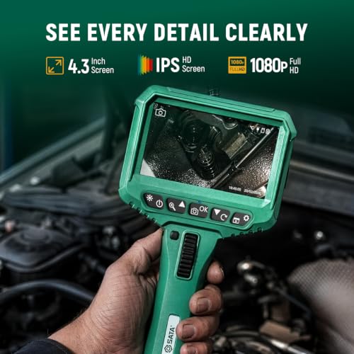 SATA Articulating Borescope Camera with Light, 210° Two-Way Endoscope
