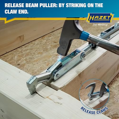 HAZET Beam Puller 1774-1, Forged for Heavy Duty, Clamping Stroke: 4.53", Total Width: 17.32", Ratchet Length: 10.83", Trapezoidal Thread TR 16 X 5, For Clamping, Pulling - style: With hooks