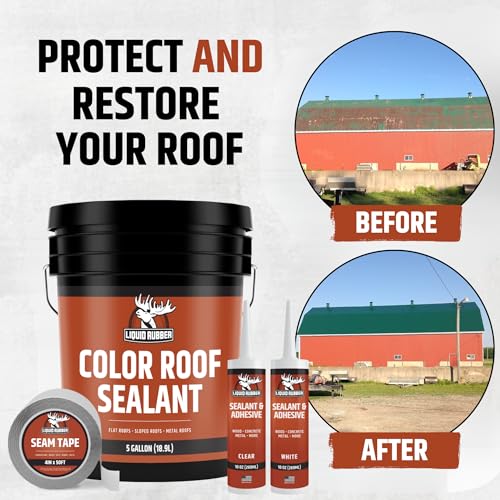 Liquid Rubber Color Roof Sealant - Flat & Metal, Clear, 1 Quart - color: Clear, size: 1 Quart