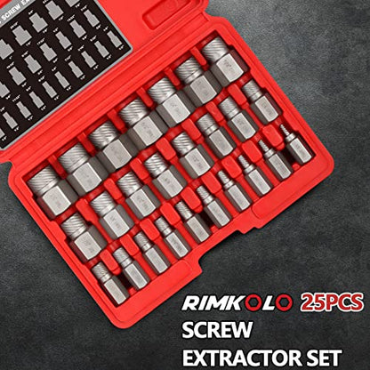 25-Piece Screw Extractor Set, Multi-spline Easy Out Extractors CR-MO Bolt Remover for Removing Broken Studs, Bolts, Socket Screws - color: 25-piece