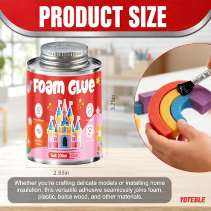 250ML Foam Glue with Brush Cap, High-Tack for Long-Lasting Bonding