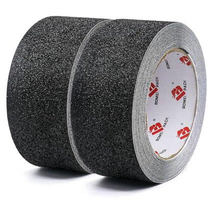 BOMEI PACK Anti Slip Traction Tape,2 Inch x 16.5 Ft,Heavy Duty Non Slip Tape,Grip Tape for Stairs, Tread Step, Indoor & Outdoor Use,Waterproof Stairs Non Skid Treads (Black) - color: Black