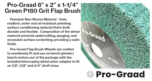 8" x 2" P180 Grit Green Non-Woven Flap Brush Wheel - style: 8" x 2" x 1-1/4" Green