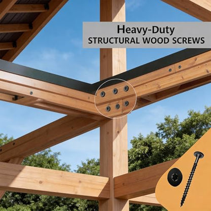 #14×8Inch Heavy Duty Outdoor Structural Screws, Rustproof Deck Screws, Star Driven Epoxy Wood Screws with T30 Drill Bit, No Pre-Drilling Required, for Woodworking Projects, 30Pcs - size: #14×8in