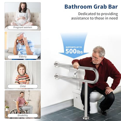 ZUEXT 31.5x28 Inch Brushed Nickel Knurled Toilet Grab Bar with Paper Holder - color: Brushed Nickel, size: 31.5 Inch