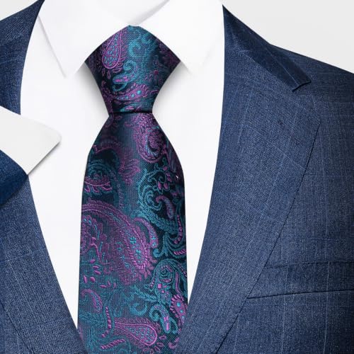 joy alice Tie For Men 6 PCS Necktie Woven Jacquard Neck Ties Set Neck Ties - color: Black Green Red Purple