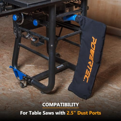 POWERTEC Table Saw Dust Collector Bag, Universal Table Saw Dust Bag Fits 2-1/2" Dust Ports, Table Saw Accessoeies for Bosch/Dewalt/Ryobi/Craftsman/RIGID/Metabo/Kobalt/Skilsaw/Delta (75074) - style: 2-1/2" Dust Ports, Table Saw Dust Bag, 1PK