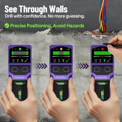 SUNMAY 7-in-1 Stud Finder Wall Scanner with Laser Level