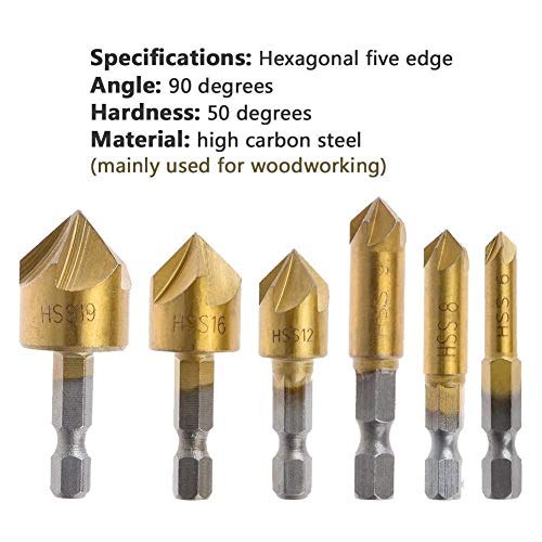 Rocaris 23-Pack Woodworking Chamfer Drilling Tool Set with Case