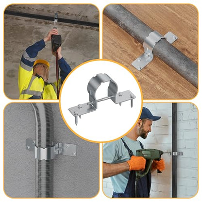 12 PCS Fence Post Brackets, 2-3/8 Steel to Wood Fence Bracket, Fence Brackets for Metal Posts, Galvanized Pipe Grip Tie Fence Post Repair with Screws - size: 2-3/8" Fence Bracket