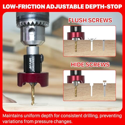 KEENTECH 3/8" x 3/32" Carbide Tipped Countersink Drill Bit with Depth Stop - size: 3/8" * 3/32"