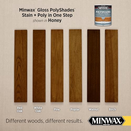 Minwax PolyShades, Gloss, Honey, 1/2 Pint - color: Honey, size: 0.25 Quart, style: Gloss