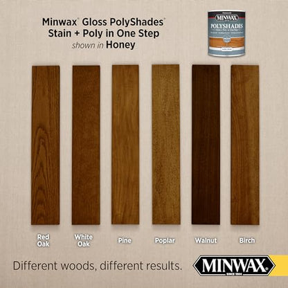 Minwax PolyShades, Gloss, Honey, 1/2 Pint - color: Honey, size: 0.25 Quart, style: Gloss