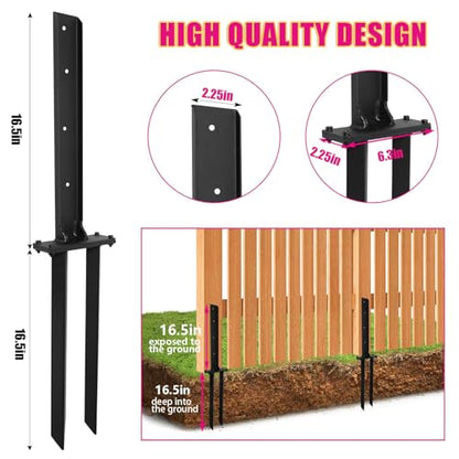Fence Post Repair 3pcs,H-Shaped Double Ground Spike for Tilted Wood Post - size: 3PCS