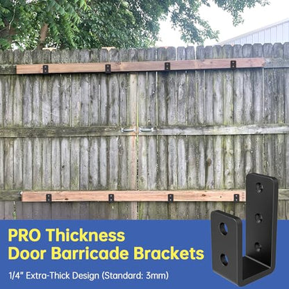 Door Barricade Brackets, Heavy Duty U-Shaped Security Hardware, 2x4 Lumber Lock, Metal Gate Reinforcement, 2-Pack，Thickness：1/4”，Black - color: 2 pack-6MM