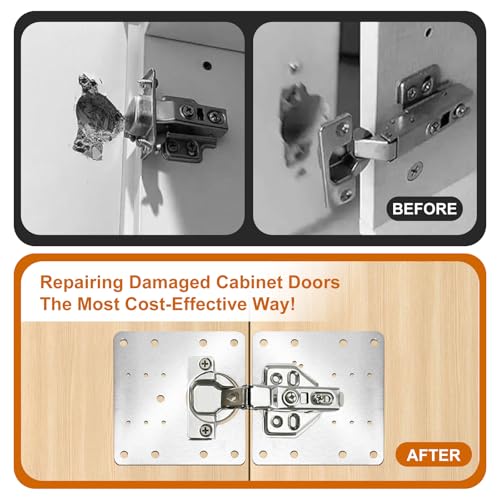 6 Pcs Cabinet Hinge Repair Plate Cabinet Repairs Kit 2 Sizes