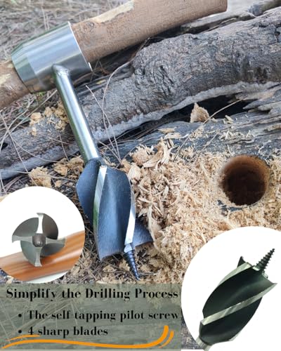 Big Bushcraft Hand Auger, 1.5" Scotch Eye Manual Auger for Wood