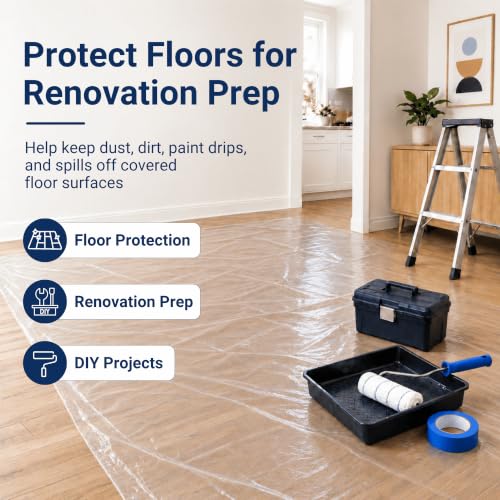 VICMORE Heavy-Duty Clear Plastic Drop Cloth, 9 x 12 Ft, 3 Mil, 1 Pack - size: 9 x 12 Ft, 3 Mil, 1 Pack
