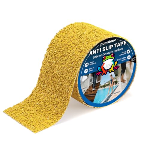 Waterproof Anti-Slip Traction Tape | 4" x16.5 FT | Heavy-Duty EPDM Rubber Granule Surface, Strong Grip & Resilient Foot Contact | Indoor & Outdoor for Pool, Bath, Ramps, Stairs and Steps - color: Caution Yellow, size: 4" X 16.5ft
