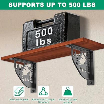 SELEWARE Heavy Duty Shelf Brackets 8" Decorative L Brackets, Wolf 2Pcs - style: Wolf-2 pack