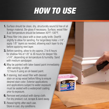 DAP Plastic Wood-X with DryDex Wood Filler, Natural, 16 Oz (7079800542) - size: 16 oz