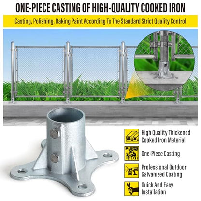 Post 2.5" (2 3/8" OD) Chain Link Fence Post Floor Flange Bracket, for Chain Link Fence Posts, Mailboxes, and Other Steel Round Post Galvanized Anchor Flange Bases (8 Pack) - size: 2.5"