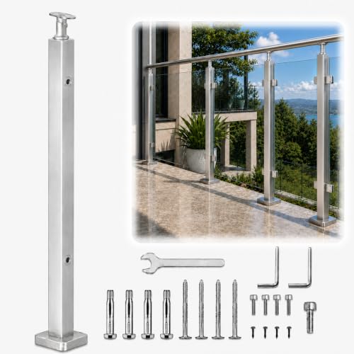 2-Pack 42-Inch Glass Railing End Posts, 40mm, Satin(LIUCHONGYANG99) - size: 40MM*40MM, style: End Post