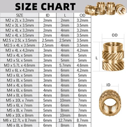 M3 x 4mm L x 5mm OD Threaded Inserts, 100 PCS Metric Knurled Insert Nuts, Premium Brass Heat Seat Inserts for 3D Printing Components - size: M3 x 4L x 5mm
